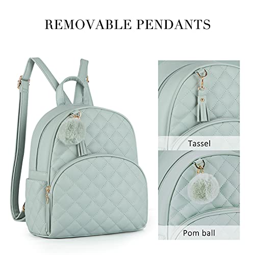 Image of ECOSUSI Mini Backpack Women Leather Small Backpack Purse for Teen Girl Cute Pom Bookbag Travel Shoulder Bag with Charm Tassel