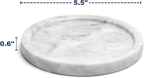 Miniatura 4 de Bandeja de mármol natural real, bandeja redonda de piedra decorativa, bandeja de mármol genuino para baño, cocina, tocador, celebración de joyas,