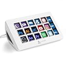 A.JAZZ AKP153 Stream Studio Controller Stream Dock-Type-c con Cable con 15 Teclas LCD Macro y 1 visualización Lateral Soporte Desmontable para múltiples acciones activadas en Win Mac Twitter(Blanco)