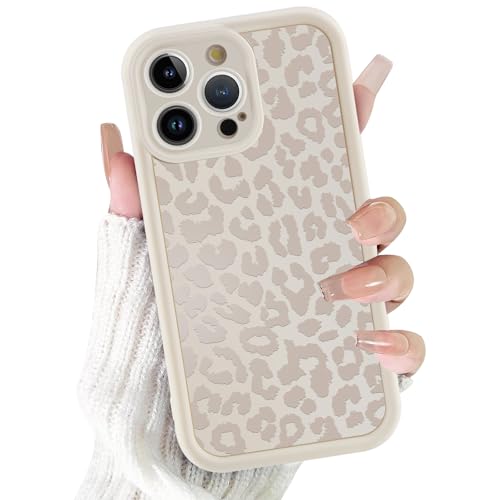 ZhuoFan Hülle für iPhone 16 Pro 6,3”, Aesthetic Leopard Muster Handyhülle Weiß Matte Schutzhülle Ultra Weich Silikon Dün...