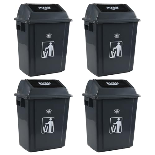 Caneca de basura rectangular de plástico 6 gal gris 4-pack