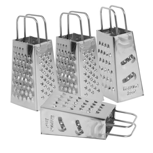 FUNNETOYU 4 Ralladores De Queso Para El Hogar De Acero Inoxidable Plateados De Gran Tamaño Versátiles Para Frutas Y Verduras
