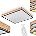 Produktbild LED Deckenleuchte Salmi, eckige Deckenlampe aus Metall/MDF in Schwarz/Braun/Holzoptik, 24 Watt, 150-1500 Lumen, Lichtfarbe 2700-6000 Kelvin, dimmbar über beiliegende Fernbedienung