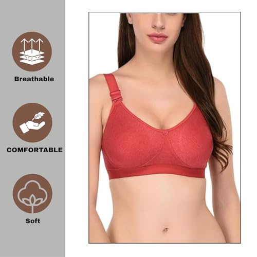 Image of Viral Girl Women's Wire-Free Cotton Hosiery Bra | Non-Padded, Full Coverage, Adjustable Straps | Soft Comfortable Innerwear with Hook & Eye Closure for Everyday Use