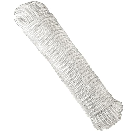 50M x 3MM Picture Frame Hanging String, White Strong Nylon Cord, Braided Rope Multifunction Wire for Parasol Replacement, Mirror, Paintings, Decorations