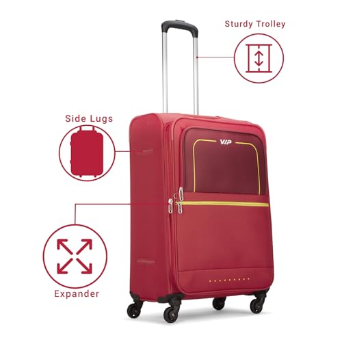 Image of VIP Evolve - S03 Set of 3 (Cabin+Medium+Large) Trolley Bag, Cm | Combination Lock | 8 Wheels | 7 Year International Warranty | Maroon & Three Grey Duffle Bags
