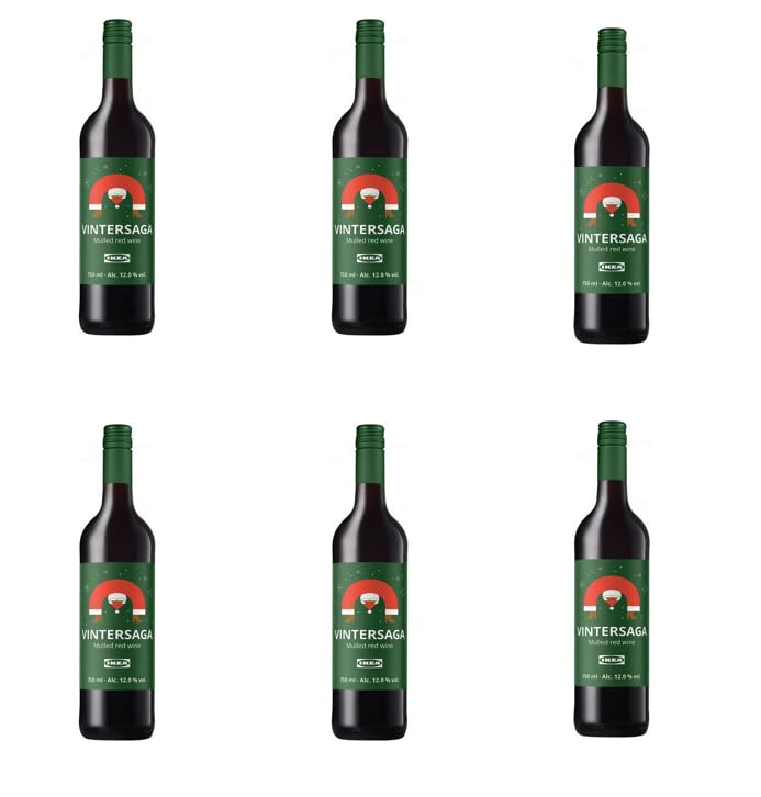 Vintersaga Ikea Glühwein rot - 12% vol. - 750 ml - Set mit 6 Flaschen