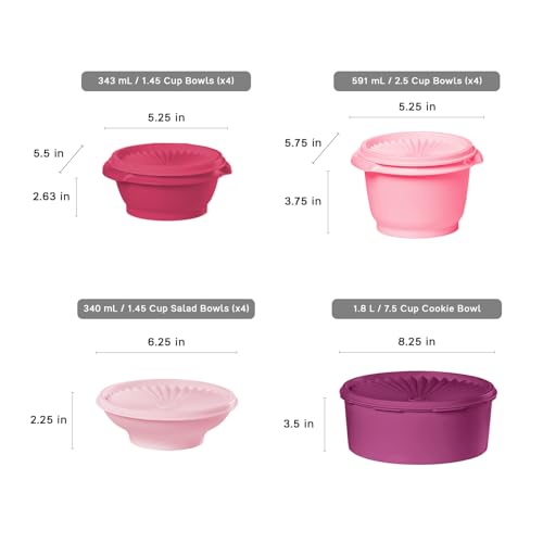 Tupperware Heritage Collection, New 36 Piece Food Storage Container Set in Vintage Pink, Dishwasher Safe and BPA Free (18 containers, 18 lids)