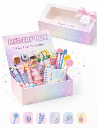 Image of Le Delite Kids Stationery goody Gift Box, any 10 Piece Cute Items, Party Return Gifts, Birthday Favors, School Supplies with Pen, Pencil, Eraser, Sharpener, Keychain, Diary, Bookmark, Folder, Tape