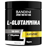 Bandini® L-Glutammina Pura in Polvere, Aminoacido utile per Esercizi Fisici ad Alta Intensità e per la Massa Muscolare, Glutammina 100% Vegan, Glutamine POWDER, Palestra e Sport, Confezione da 300g