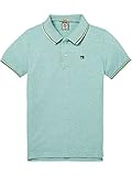  Scotch & Soda Shrunk Cotton Elastane Polo with Colourful Tipping, Azul (Eucalyptus Melange 2092), 104 para Niños