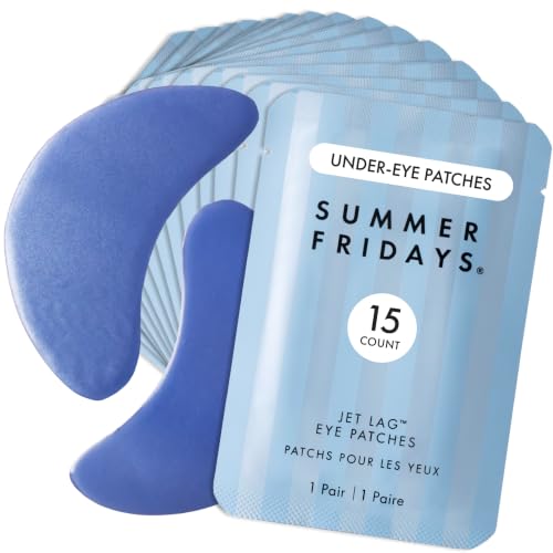 Image of Summer Fridays Jet Lag Hydrating Eye Patches - De-puffing Hydrogel Under Eye Masks with Hyaluronic Acid, Caffeine + Peptides - Soothing + Refreshing At-Home + Travel Skin Care (15 Pairs)