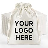 Custom Silk Satin Gift Bags with Drawstring, 50 Packs Personalized Printed Logo Gift Bags Jewelry Storage Pouch Party Favors Sachet Bags, Beige 2 Sizes