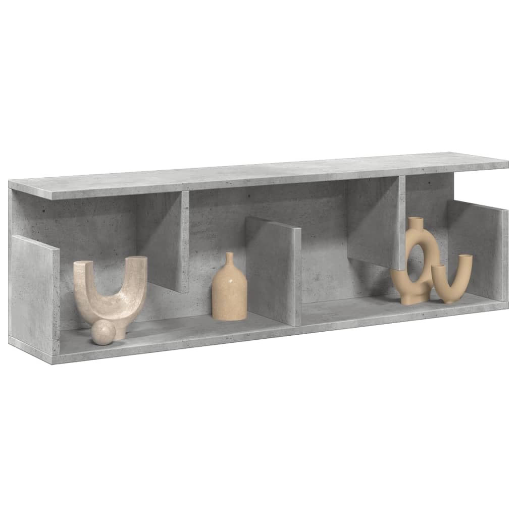 Armoire murale gris béton 100x20x30 cm en bois pour salon et chambre