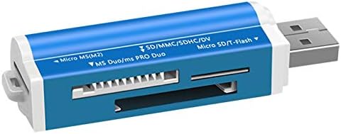 Goodliest Card Reader, 4 in 1 Mini Portable USB TF/Micro-SD/MS/M2 Card Reader Adapter for Computer High Speed Transmission, Easy Storage Blue