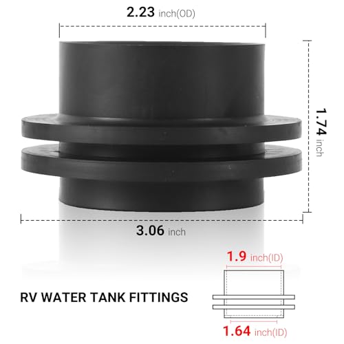 Image of Calvana (2-Pack 1-1 /2 inch RV Rubber Grommet (12483), RV Water Tank Fittings Holding Tank Fitting - Seals Securely, Black