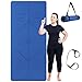 CAMBIVO Tappetino Yoga Largo, 81cm Tappetino Fitness Grande Antiscivolo, Palestra TPE Materiali per Yoga, Pilates, Casa, Gym，Ginnastica [Con cinghie da yoga] (linea del corpo blu)