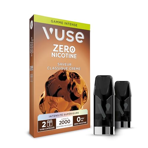 Vuse Capsules Gamme Intense, Classique Creme Lot de 2, jusqu'à 1000 bouffées* par capsule, compatibles avec les cigarettes électroniques Vuse, sans nicotine, 2,0 ml...