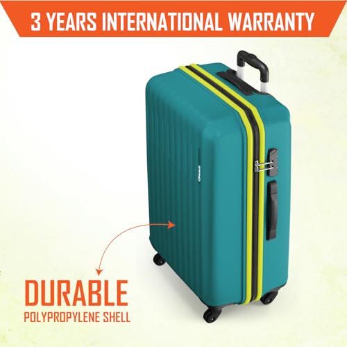 Image of Safari Genius Alley 75cm Large Size Check-in Trolley Bag Hard Case Polypropylene, 4 Spinner Wheels, 360 Degree Wheeling Luggage, Travel Bag, Suitcase for Travel, Trolley Bags for Travel, Teal Green