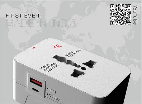 Image of Hawk International Travel Adapter with USB-A and USB-C, Universal Multi-Plug Type A /C /G /I, 20W PD Fast Charging, White, Model Alpha