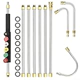 4000 PSI Telescopic Pressure Washer Extension Wand Kit, 24ft Stainless Steel & Brass High Pressure Cleaning Tool with 6 Nozzles, M22 14mm Quick Connect for Roof Window Car Wash, 10 Pieces
