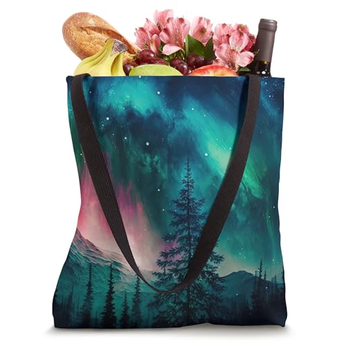 Bolso Tote Alaska Northern Lights en el Bosque miniatura 4
