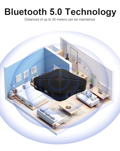 Bluetooth 5.0 Audio Transmitter and Receiver, Aux Blue tooth Adapter, 2 in 1 Wireless Bluetooth Audio Adapter Compatible with PC, TV, Headphones, Soundbar, Car TV, MP3, Home Stereo System, Speakers - Image 4