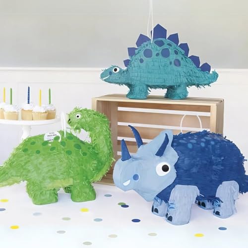 Unique Triceratops Dinosaur 3D Pinata - Unique Blue Cardboard & Paper Design - Perfect for Kids' Birthdays & Themed Parties (1 Pc.) by Unique - Image 4