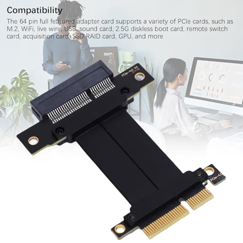 Sxhlseller Cable flexible PCIe 4.0 X4 Riser Cable de extensión GPU de alta velocidad para tarjeta gráfica M.2 WiFi tarjeta de sonido SSD compacto ATX/ITX negro ABS (5 cm) - imagen 3