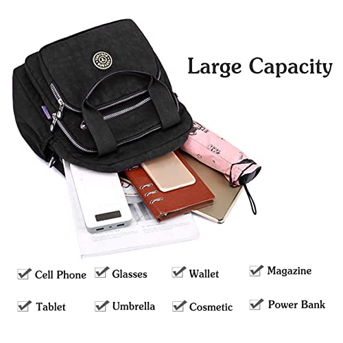 Image of Casual Backpack Women Shoulder Bag Ladies Crossbody Bag Nylon Handbag Girl Daypack for Work Travel Daily Use