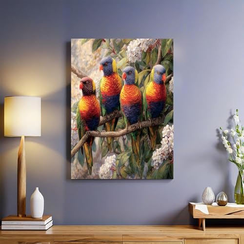 Oiseaux Perroquets Tableau sur Toile Style Aquarelle Mur Art Photos 30 x 20 cm Moderne Decor Murale...