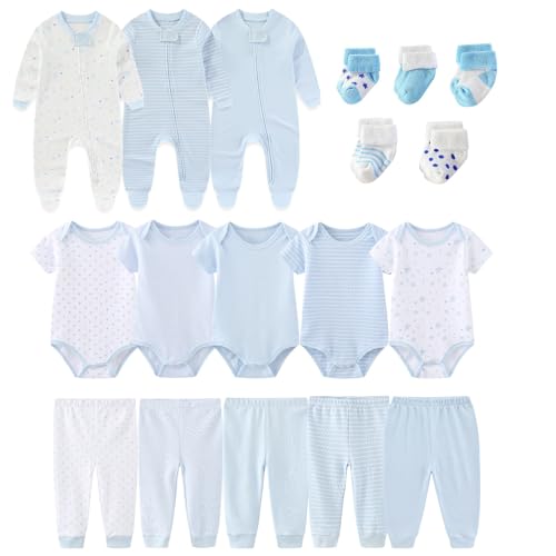 Image of falianni Baby Boy Girl 18 Pack Layette Set Cotton Infant Unisex Clothes and Accessories New born Essentials Clothing Sets