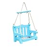 ikasus Garden Wood Bird Feeder for Outside Handmade Wooden Porch Swing Wild Bird Feeder for Garden Courtyard Patio Decoration Backyard Birding Hanging Wild Bird Feeder Blue