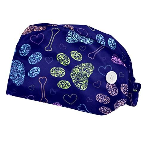 Casquettes de travail ajustables 2PCS anti-transpiration à motif patte colorée