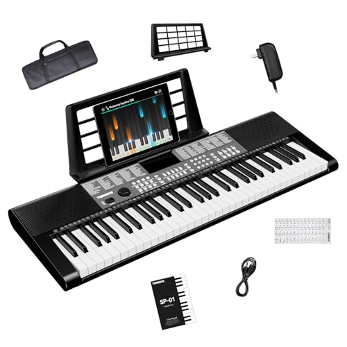 TERENCE piano digital 61 teclas, doble sistema de audio HiFi y panel multifunción 51 LED, interfaz modo doble teclado doble alimentación adaptador batería puertos de audio Pro