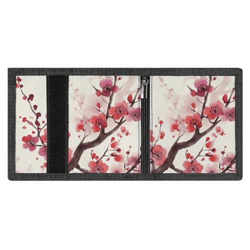 Japanese Spring Plum Floral Wallet Men Trifold Wallet Slim Coin Purse with 8 Card Slots Credit Card Holder4