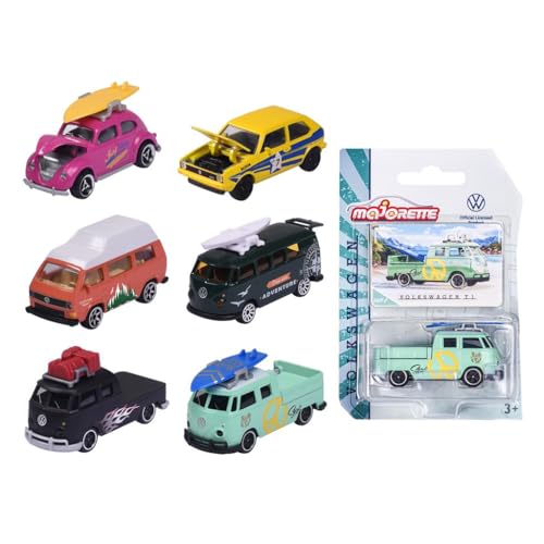 Majorette – Coches Premium Volkswagen The Originals con Partes en Metal, Escala 1:64, Con Licencia Oficial VW, Recibirás 1 de 6 Modelos de Vehículos VW (enviado al azar)