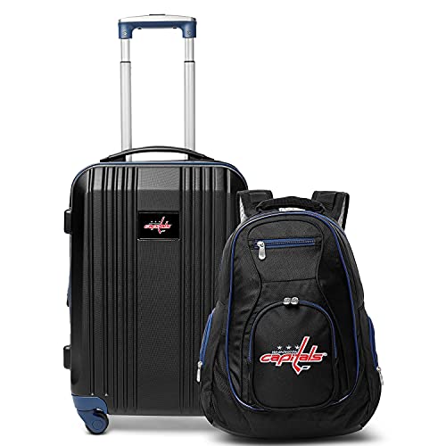 Denco Washington Capitals 2-Piece Luggage Set, Includes 21-inch Two-Tone Hardcase Spinner and 19