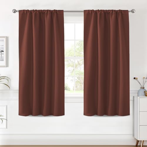 Image of H.VERSAILTEX Blackout Curtains Thermal Insulated Window Treatment Panels Room Darkening Blackout Drapes for Living Room Back Tab /Rod Pocket Bedroom Draperies (2 Panels, Rust, 42 x 63 Inch)