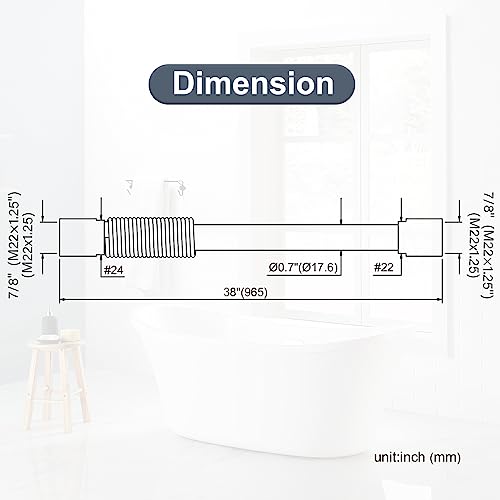 38" Commercial Sink Faucet Sprayer Hose, Pre-rinse Sprayer Hose for Commercial Kitchen Sink Faucet, 38 Inch Stainless Steel Flexible Hose Replacement Kit for Restaurant Industrial Dishwasher