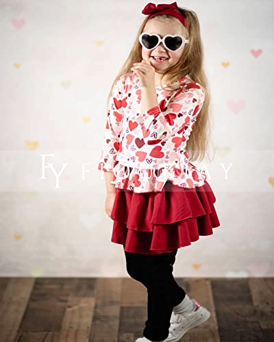 Image of Toddler Baby Girls-Fall-Clothes-Set Little Girls Floral Plaid Highlow Tunic Tops+Leggings Outfits Boutique Clothing