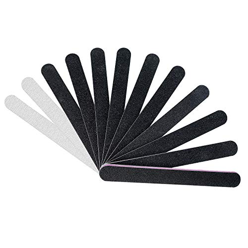 12PCS Nail Files,Professional Manicure Pedicure Tools Which Can Shape and Smooth Your Nails,Emery Boards Nail File for Acrylic Natural Nails,10PCS Black 100/180 Grit and 2PCS Purple 180/240 Nail Files