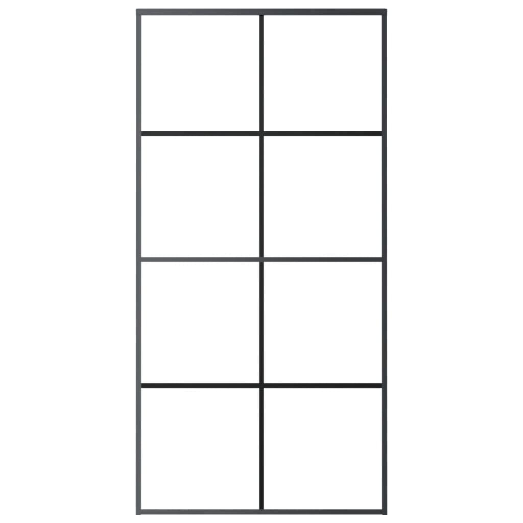 Drzwi przesuwne czarne 102,5 x 205 cm, szkło ESG, aluminium, materiały budowlane, drzwi, drzwi domowe