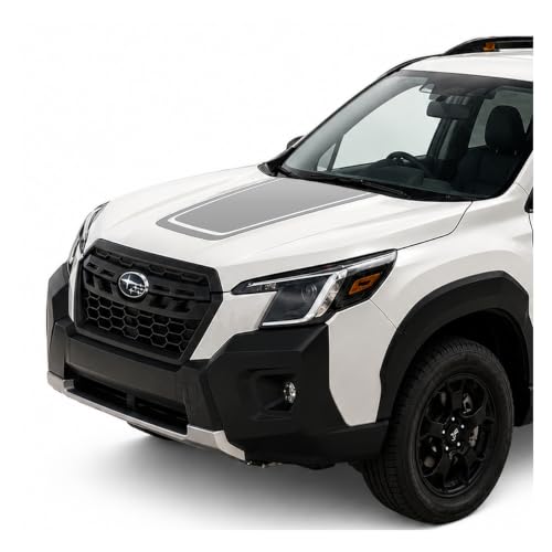 BENINI DESIGN STUDIO - Hood Blackout Racing Stripe Decal Compatible with Subaru Forester 2017-2024 Wilderness Base and All Trim Levels (Silver, Style 2)
