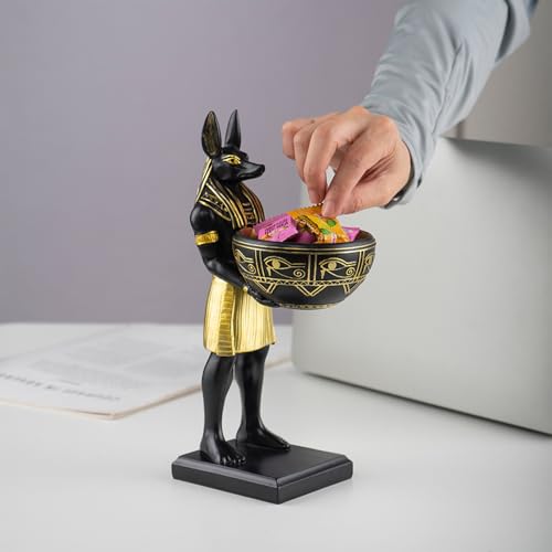Estatua de Anubis con cuenco de resina 10 pulgadas miniatura 2