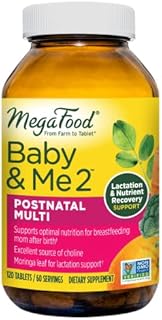 MegaFood Baby & Me 2 Postnatal Multi - Postnatal Vitamins for Breastfeeding Moms with Folate (Folic Acid Natural Form), Choline, Biotin, & Moringa Leaf - Non-GMO & Vegetarian - 120 Tabs (60 Servings)