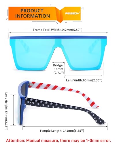 Image of FEISEDY Oversized Square Trendy Sunglasses Womens Mens Futuristic Flat Top Visor Shades UV400 B2470