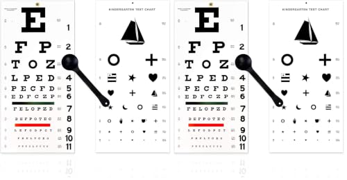 Image of EMI OCC-WSK 3 piece Set - Occluder Plus Snellen and Kindergarten /Children Plastic Eye Vision Exam Test Wall Charts 22 by 11 in. (Pack of 2)
