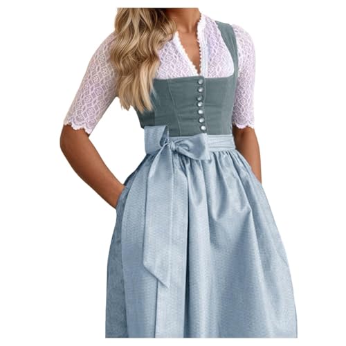 JiJiRuDU Dirndl Damen Lang Trachtenkleid...