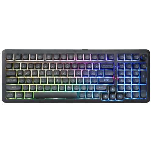 e元素 ワイヤレスメカニカルゲーミングキーボード テンキー付き 銀軸 RGB 英語配列 Bluetooth・2.4GHz無線・有線 ホットスワップ対応